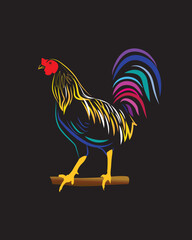 Male rooster vector isolated on white. Rooster silhouette, poultry icon.