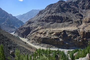 The confluence of the Zanskar and Indus rivers, Ladakh, India
