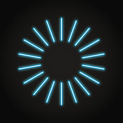 Neon blue shining round frame