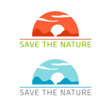Save the nature environment conservation icon logo vector or protect earth planet world day care logotype graphic symbol illustration, wild life beauty protection print sign idea image