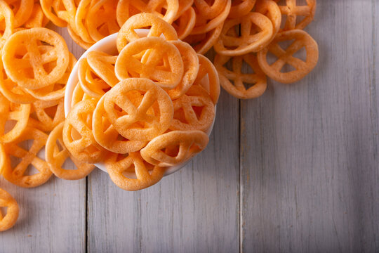 Chicharrones de Harina. Also known as duros, duritos, Mexican wagon wheels or pinwheels, they are a very popular snack made from flour, commonly accompanied with hot sauce and lemon juice.