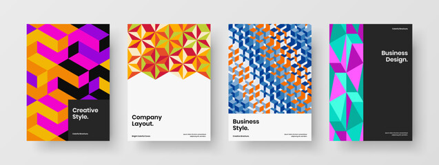 Abstract geometric pattern presentation layout bundle. Amazing pamphlet A4 design vector illustration collection.