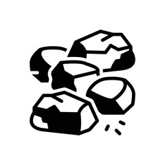 Black solid icon for stones 