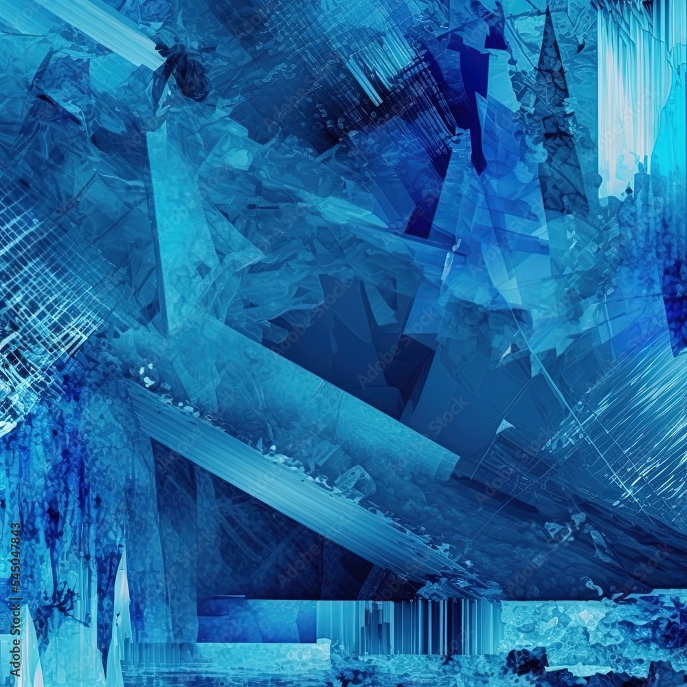 Poster blue monochrome background with mix of abstract textures generated on computer. beautiful digital co