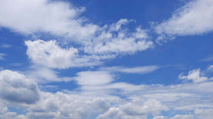 Naklejka na ściany i meble Sky texture with fluffy clouds. Landscape sky background 