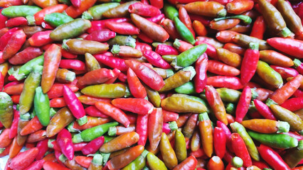 Red Peppers For Sale In The Market Used For Cooking And Medicine Herbs Bright Red Red Food Kitchen Fire Cooking Beautiful Green Healthy Plants Color Vegetables Hot Eat Vitamins Organic Pepper