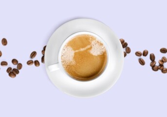 Tasty fresh hot aroma coffee in cup