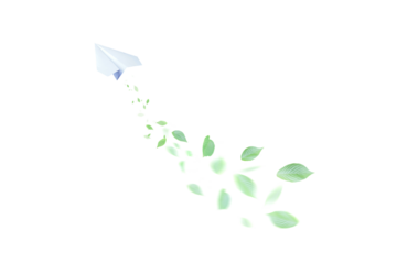 紙飛行機と舞う若葉