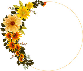 Autumn Floral Wreath With Golden Frame