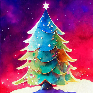 Christmas tree, art, movies fantasy painting