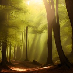 Forest With Sunlight 