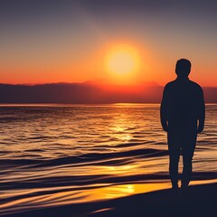 Silhouette of a Man during Sunset 