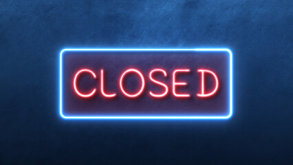 closed Icon in convesation Neon animation. Light Glowing blue Bright Symbol with Dark Background