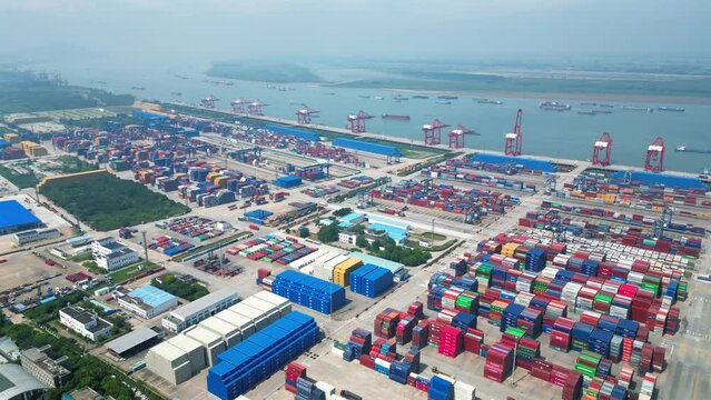 Aerial Scenery of Longtan Port, Nanjing Port, Jiangsu Province, China