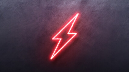 Neon bolt lighting neon sign with power effect animation seamless. Looped. Night bright neon sign,...