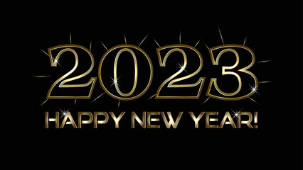 Happy new year 2023 gold background vector