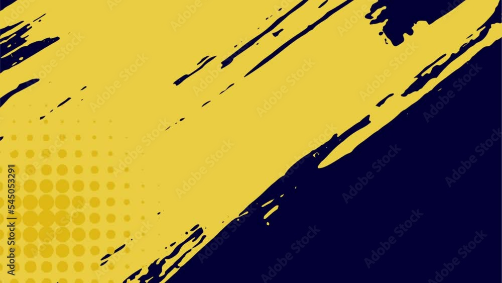 Poster Abstract yellow ink stroke animation for intro, copy space and tittle. Artistic brush stroke for video transition and creative project. Retro background for video effect