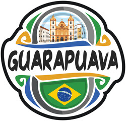 Guarapuava Brazil Flag Travel Souvenir Sticker Skyline Landmark Logo Badge Stamp Seal Emblem Coat of Arms Vector Illustration SVG EPS