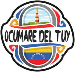 Ocumare del Tuy Venezuela Flag Travel Souvenir Sticker Skyline Landmark Logo Badge Stamp Seal Emblem Coat of Arms Vector Illustration SVG EPS