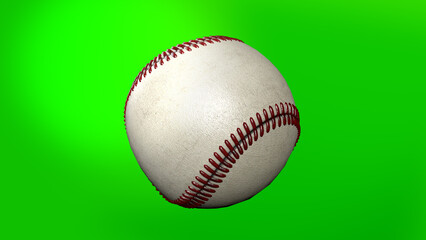 Baseball ball rotation Realistic in green screen 3D rendered