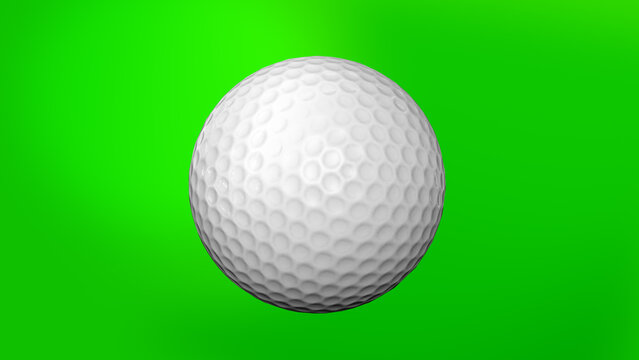 Golf Ball On Green Screen Seamless. Looped Golf Ball 3D Animation Of Spinning Bal 3D Rendering