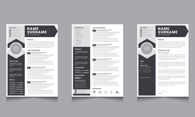 Vector Creative Resume Layout CV Templates with Dark and  Black Sidebar