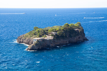 view of ISCA rock, in Cracolla on the Amalfi coast. it was the home of Eduardo De Filippo