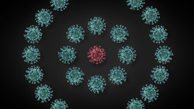 Virus Germs Coronavirus Cause Many Infection Diseases. On A Black Background Smelly Floated All Around 3d Rendering