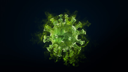 virus germs Coronavirus cause many Infection diseases. On a black background Smelly Floated all around 3d rendering