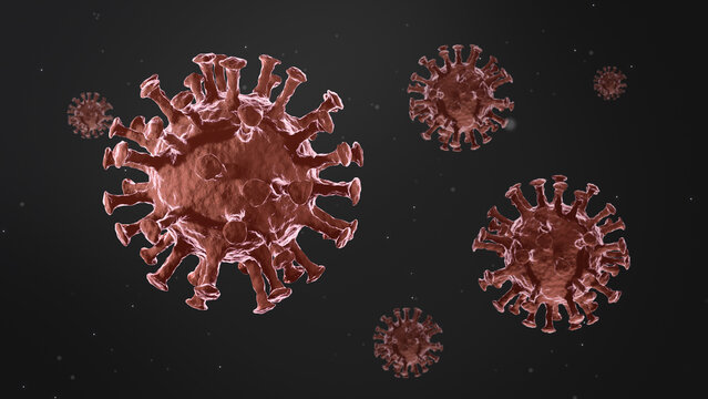 Virus Germs Coronavirus Cause Many Infection Diseases. On A Black Background Smelly Floated All Around 3d Rendering