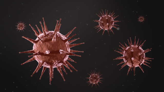 Virus Germs Coronavirus Cause Many Infection Diseases. On A Black Background Smelly Floated All Around 3d Rendering