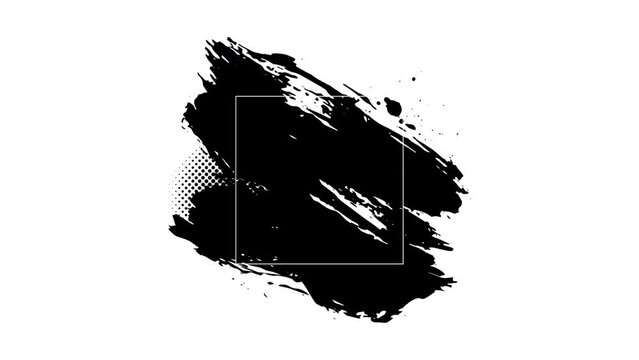 Abstract black brush stroke animation for text effect. Rough ink stroke movement in Chinese style for video overlay and  copy space. Rough paint in lower third frame 