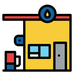 gas station city town building icon