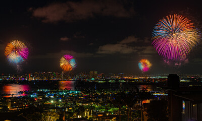 San Diego Big Bay Boom on July 4th with fireworks and skyline