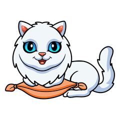 Cute persian cat cartoon on the pillow