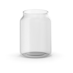 empty glass jar on white transparent