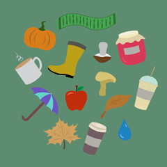 Autumn concept with fall elements. Vector illustration for cards, posters, flyers.