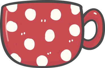 cute Christmas Red coffee cup decoration cartoon doodle hand drawing
