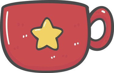 cute Christmas Red coffee cup decoration cartoon doodle hand drawing