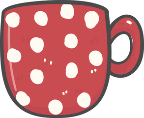cute Christmas Red coffee cup decoration cartoon doodle hand drawing
