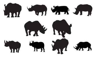 Rhinoceros Vector And Silhouette Collection