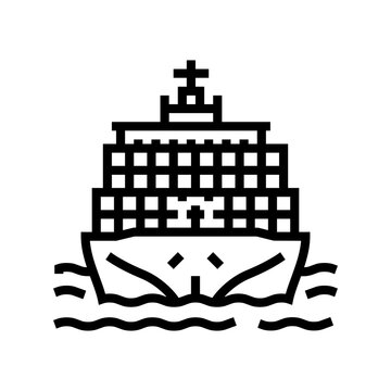 cargo transport vehicle line icon vector. cargo transport vehicle sign. isolated contour symbol black illustration