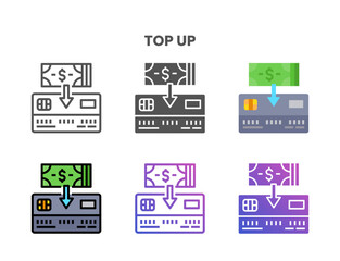 Credit Card Deposit icon set style ouline, glyph, flat color and gradient. Vector Illustration for Graphic Design Element. Isolated on white background
