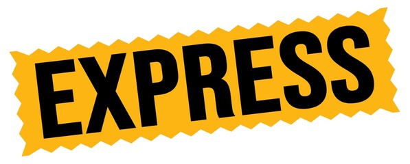 EXPRESS text written on orange-black zig-zag stamp.