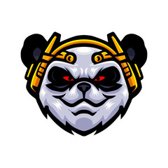 Naklejka premium Panda head logo mascot design