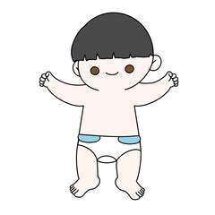 Cute Little Baby Boy color illustration