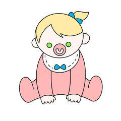 Baby with pacifier color illustration