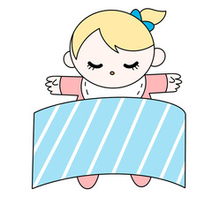 Baby sleeping in blanket color illustration