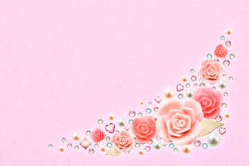 pink rose and crystal beads background