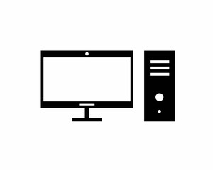 Computer desktop vector icon, pc symbol. Simple, flat design for web or mobile app